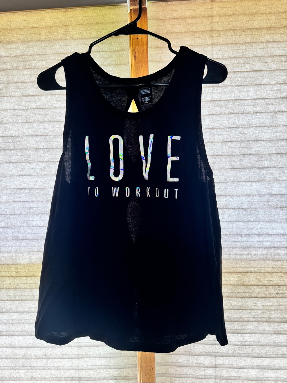 Victoria's Secret Black Muscle Tank with Holographic "LOVE" Graphic